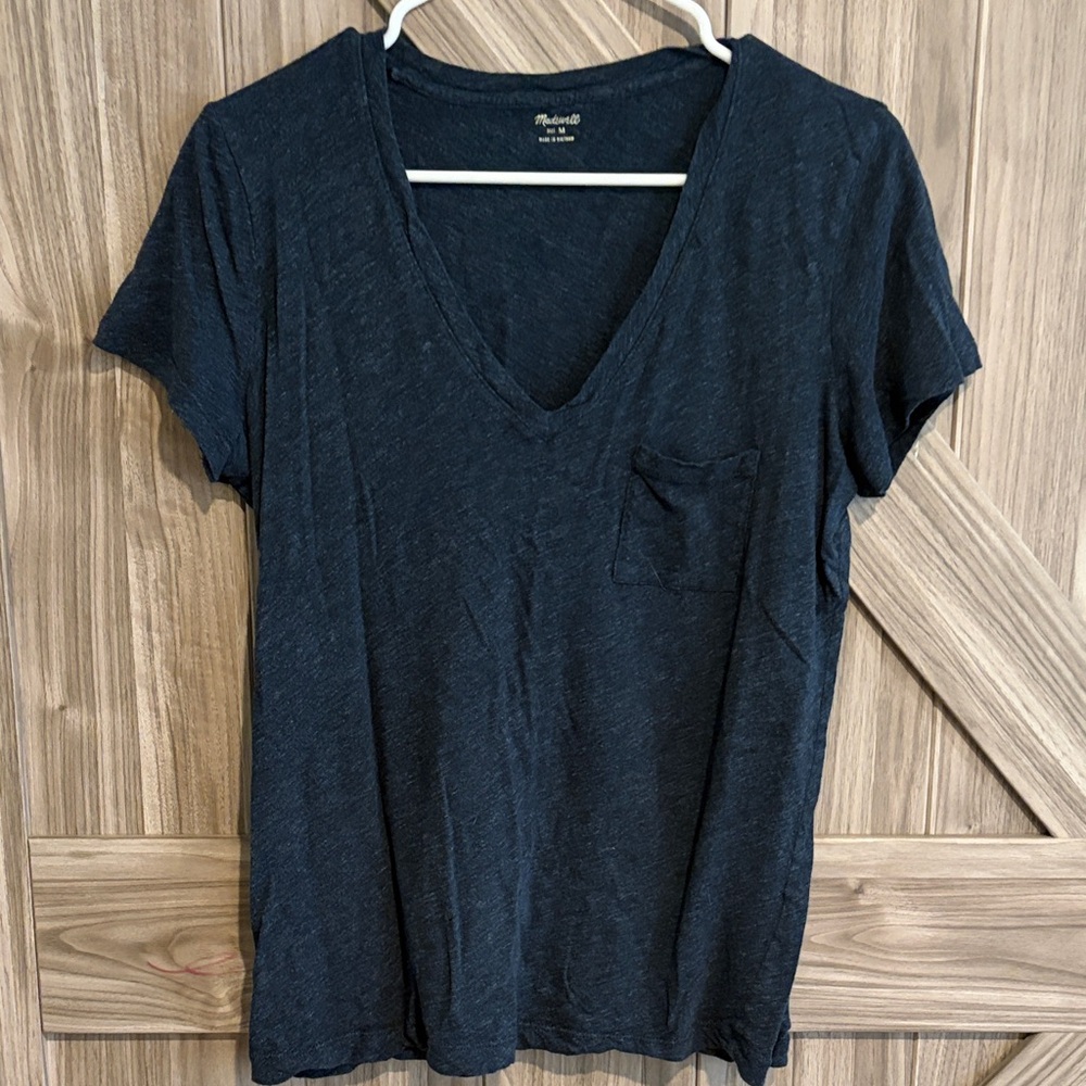 Madewell Dark Blue V-Neck Short Sleeve Tee